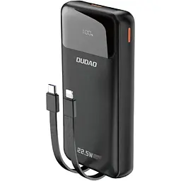 УМБ Dudao 20000mAh K15 Pro 22,5W PD USB-A,USB-C In/Out,with built-in USB-C/Lightning cables Black