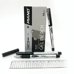 Набір гелевих ручок Piano, 0.5 мм, чорна, грип, 12 шт., 817-PG_BK