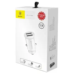 Автомобільний зарядний пристрій Baseus Grain Car Charger 2USB 3,1A CCALL-ML02 White - мініатюра 4