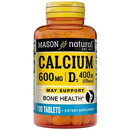 Кальцій + Вітамін D3 Mason Natural Calcium 600мг Plus Vitamin D3 100 таблеток
