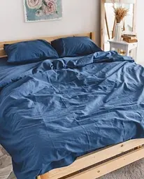 Постільна білизна полуторна Dushka Home Варена бавовна 20476 160х215 см синя - мініатюра 2