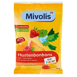 Цукерки без цукру для дітей Mivolis Hustenbonbons 75 г