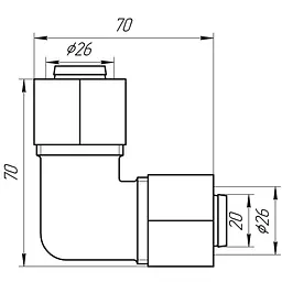 Кутник проміжний APE 751 L 26x26 000000864 - мініатюра 3