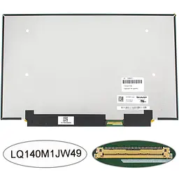 Матриця 14.0 LQ140M1JW49 1920х1080, 40pineDP, IPS, 120HZ, LED, SLIM без планок та вушок, матова, роз'єм праворуч знизу, для HP EliteBook 1040 G4 для ноутбука
