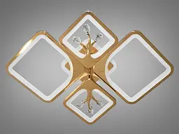 Стельова LED-люстра Diasha 8157/2+2G 83W, 68×49×12 см, 3 кольори світла, золото - мініатюра 5