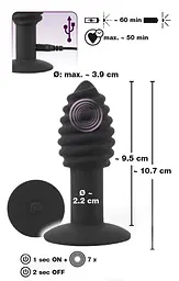 Анальна пробка з вібрацією Orion Black Velvets Twist plug 10.7 см (чорний) - мініатюра 6