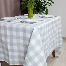 Скатертина Panama водовідштовхувальна Light Gray Check, 160x200