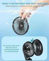 Портативний вентилятор EasyAcc F18 цифровий дисплей 5 швидкостей - мініатюра 4