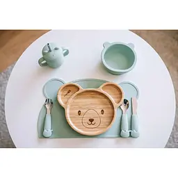 Силіконовий килимок для годування дитини FreeOn Bear green - мініатюра 2