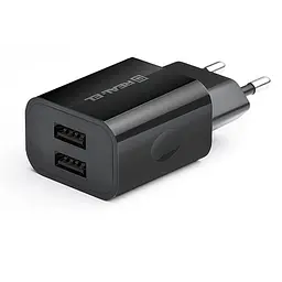 Сітчасте зарядне пристрій REAL-EL CH-210 (2USB, 2.1A) Чорний - мініатюра 6