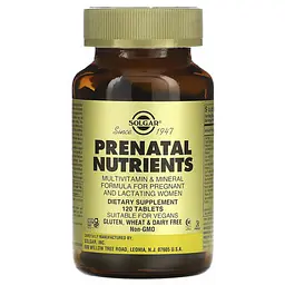 Вітаміни для вагітних Prenatal Nutrients 120 таблеток Solgar vit0006249