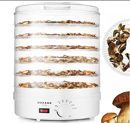Сушарка для овочів і фруктів Mozano Food Dehydrator 500 Вт, дегідратор, 6 рівнів, температура 35–70°C, для грибів, м’яса, трав