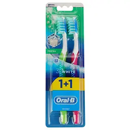 Зубна щітка Oral-B 3D White Fresh середня салатовий з червоним 2 шт.