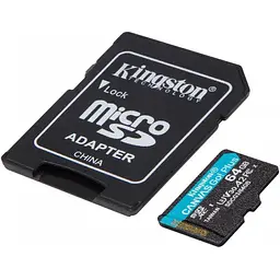 Карта пам'яті Kingston microSDXC Canvas Go! Plus 64Gb Class 10 UHS-1 U3 + SD адаптер [SDCG3/64GB] [61060] - мініатюра 2