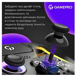 Геймпад Bluetooth джойстик GamePro GPS-13B Bluetooth 5.3/USB (PC/iOS/Android/PS3/PS4) DualShock RGB Black - мініатюра 5