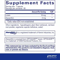 Лютеїн та Зеаксатин Pure Encapsulations Lutein Zeaxanthin 60 капсул - мініатюра 2