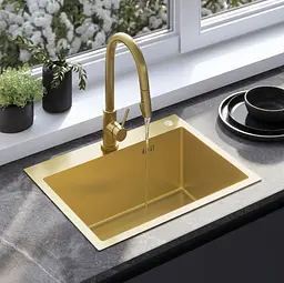 Кухонна мийка Rea Liam 580x450 мм brushed gold ZLE-06007 - мініатюра 7