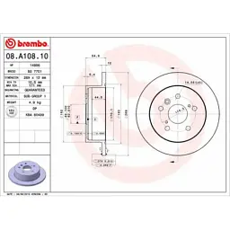 Гальмівний диск Brembo 08.A108.10 - мініатюра 2