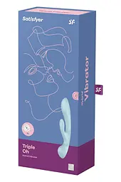 Вібратор кролик Satisfyer Triple Oh 24 см блакитний - мініатюра 7
