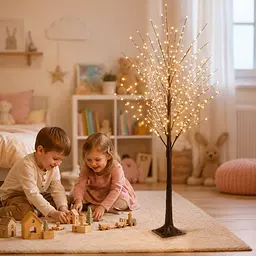 Дерево декоративне зі світлодіодними гілками 1.5 м, 480 LED / Світильник дерево тепле світіння, живлення від USB, коричневий стовбур - мініатюра 2