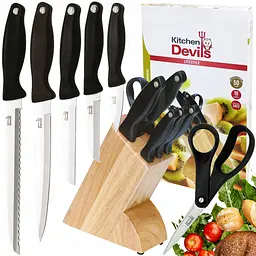 Комплект Fiskars: Сковорода Rotisser 24 см + Набір ножів в дерев'яному блоці Kitchen Devil - мініатюра 4