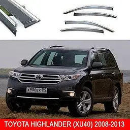 Дефлектори вікон вітровики Benke для Highlander (XU40) 2008-2013 Скотч 3M / Хром Молдинг Із Нержавіючої Сталі 3D