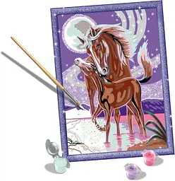 Картина за номерами Кінь з лошам Ravensburger CreArt 24×18 см з блискітками та рамкою 15 акрилових фарб від 11 років (SKU-279) - мініатюра 3