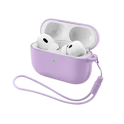 Силіконовий чохол для навушників Apple AirPods Pro 3, Silicone Case with straps, фіолетовий, захисний чохол з ремінцем, ультратонкий і легкий, повний захист, з підвіскою, м"який силікон, ArmorStandart (ARM88298)