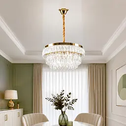 Кришталева люстра L1195/500/Splendid Ray L1195/500/5+LED (SGD), золота кришталева люстра 50 см на 5 ламп E14 з пультом5+LED (SGD)