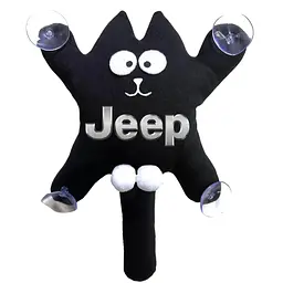 Іграшка на присосці Кіт Саймон XL Jeep Жирний Кіт Чорний (Кольоровий логотип 3D)