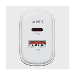 Зарядний пристрій Armorstandart 1xUSB-C + 1xUSB 25W GaN white (ARM89532) - мініатюра 2