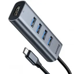Мультипортовий адаптер USB Хаб Baseus Adapter Enjoy Type-C 4 USB3.0 + HDXiaomi CAHUB-N0G Grey - мініатюра 2