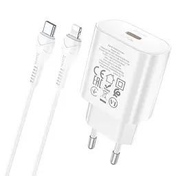 МЗП Hoco N22 Jetta PD25W (1USB-C) + кабель Type-C to Lightning Білий - мініатюра 3