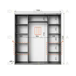 Шафа-купе Idea серія 7 190 x 60 x 210 см Венге темний Дзеркало - мініатюра 2