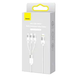 USB Baseus StarSpeed 1-for-3 Fast Charging Data Cable USB для M+L+C 3.5A 1.2m білий CAXS000002 - мініатюра 2