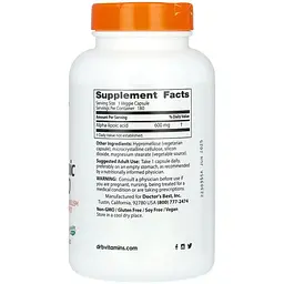 Альфа-ліпоєва кислота Doctor's Best Alpha-Lipoic Acid 600 мг 180 вегетаріанських капсул - мініатюра 2