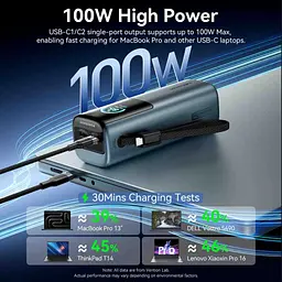 Батарея універсальна Vention 20000 mAh 165W Gray TFT Display Type (FKFH0) - мініатюра 8