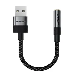 Аудіокабель ACEFAST J13 USB-A to 3.5mm female, nylon braid, 0.15m, Чорний - мініатюра 3