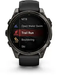 Смарт-годинник Garmin Fenix 8 47mm Solar Sapphire Carbon Gray DLC Titanium w. Black/Pebble Gray S. Band (010-02906-10) - мініатюра 2