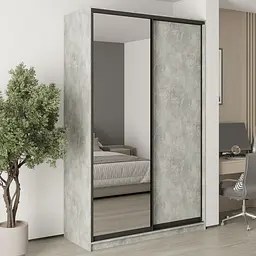 Шафа-купе дводверна MebelStar Стандарт BG ДСП/Дзеркало 150x45x240 см Бетон (MBS-10134)