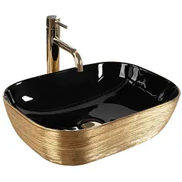 Умивальник Rea Belinda brushed gold black накладний REA-U8780, Золотий