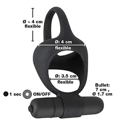 Віброкільце Black Velvets Cock Ball Ring 7 см чорний - мініатюра 8