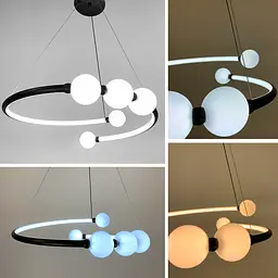 Чорна LED люстра з акриловими кульками у 2-х розмірах | Line F | Арт. 901BK LED - мініатюра 2