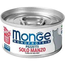 Вологий корм для котів Monge Monoprotein Solo Manzo Flakes із м'ясом яловичини 80 г