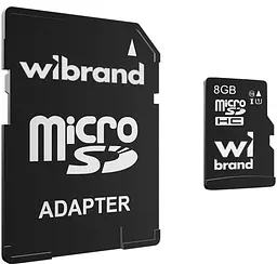 Карта пам'яті Wibrand microSDHC 8Gb class 10 (adapter SD) (WICDHC10/8GB-A) - мініатюра 1