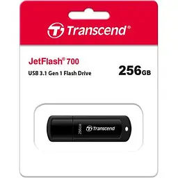 USB флеш накопичувач Transcend 256GB JetFlash 700 Black USB 3.1 (TS256GJF700) - мініатюра 4