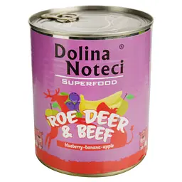 Вологий корм для собак Dolina Noteci Superfood з м'ясом козулі та яловичини 800 г - мініатюра 2