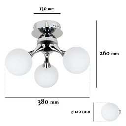 Потолочна люстра LED Levistella 7529817-3 CR+WH, 3 плафона, G9, хром, білий, сучасний стиль для дому - мініатюра 2