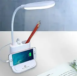 Рожева Акумуляторна настільна LED лампа Bionic Desk Lamp c USB виходом, органайзером та підставкою для смартфона - мініатюра 6