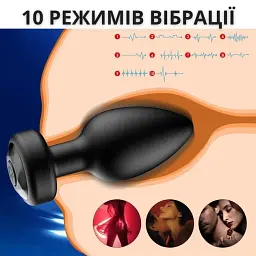 Анальна пробка I’MCUM Black Diamond з Пультом управління 10 режимів вібрації Чорна (7970379617696) (IM-BDiamond_black) - мініатюра 4